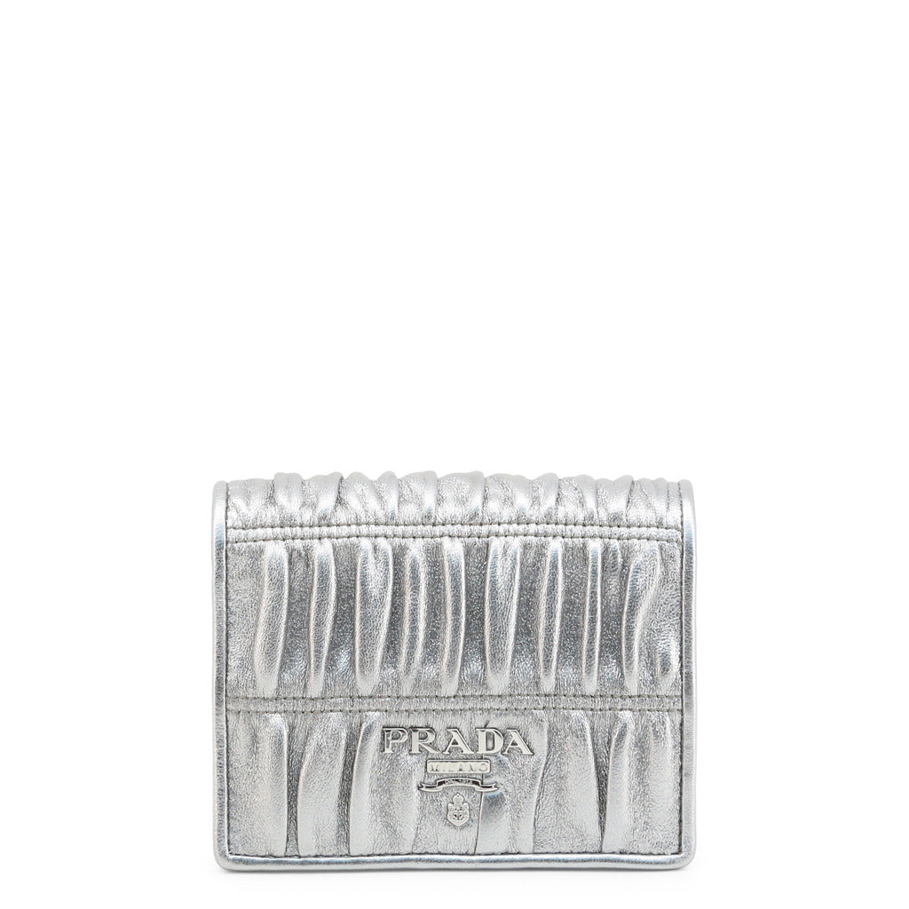 Prada zilver flap wallet